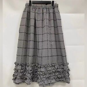 Plaid lace design skirt and top set